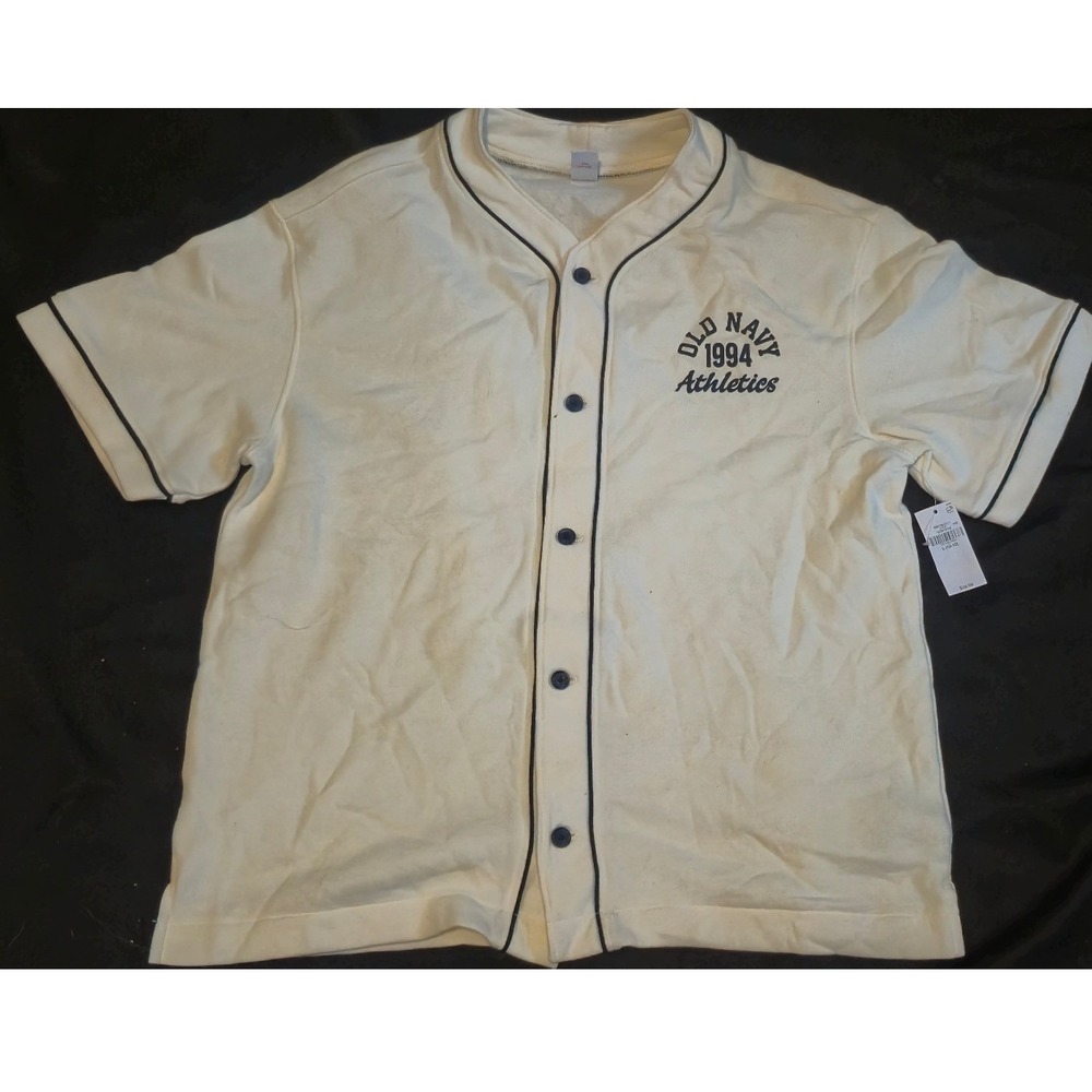 Old Navy Athletics 1994 Baseball Jersey Sweatshirt Cream Boys Large 10-12 NWT
